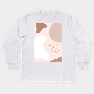 Beige Postmodern Cow - abstract minimalist design Kids Long Sleeve T-Shirt